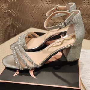 Nina Rhinestone Block Heels